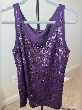 Eileen Fisher Purple Sequin Knit Tank